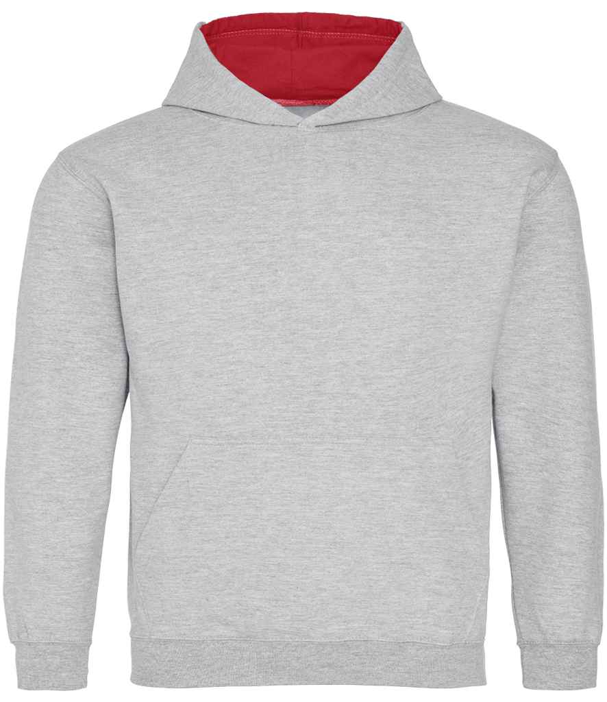 AWDis Kids Varsity Hoodie – Durable and Comfortable Children's Wear Heather Grey/Fire Red 1213