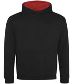 AWDis Kids Varsity Hoodie - Comfortable and Durable Children's Hoodie Jet Black/Fire Red 1213