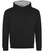 AWDis Kids Varsity Hoodie - Comfortable and Durable Children's Hoodie Jet Black/Heather Grey 1213