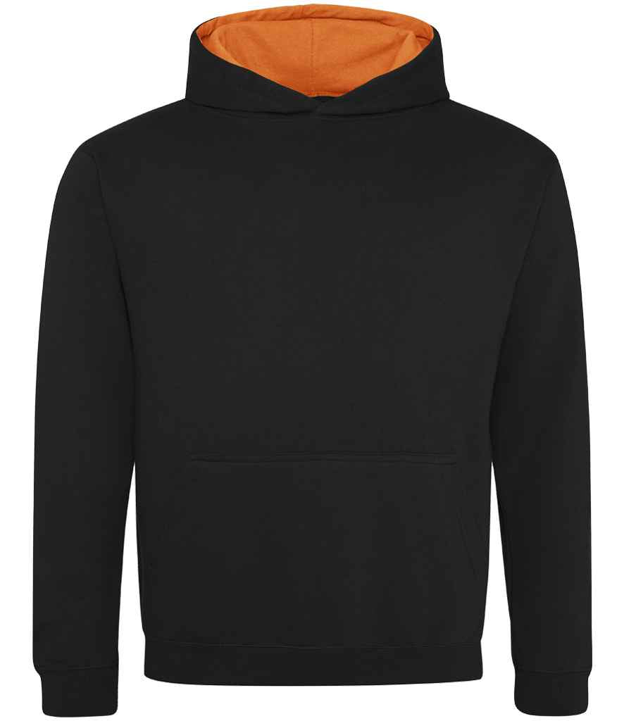 AWDis Kids Varsity Hoodie - Comfortable and Durable Children's Hoodie Jet Black/Orange Crush 1213