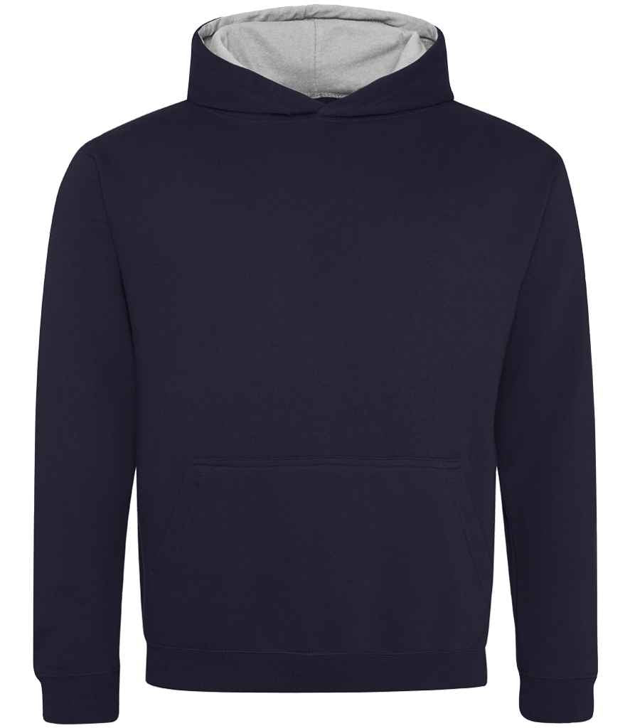 AWDis Kids Varsity Hoodie - Comfortable and Durable Children's Hoodie New French Navy/Heather Grey 1213