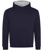 AWDis Kids Varsity Hoodie - Comfortable and Durable Children's Hoodie New French Navy/Heather Grey 1213