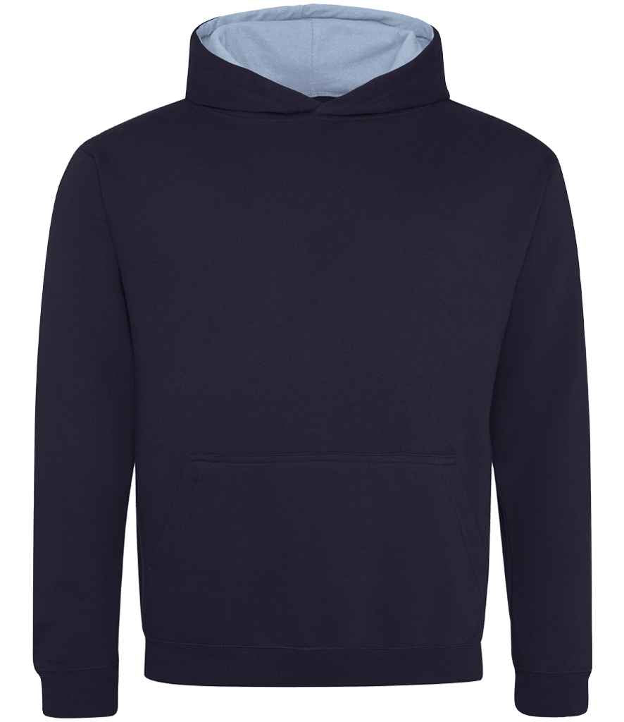 AWDis Kids Varsity Hoodie - Comfortable and Durable Children's Hoodie New French Navy/Sky Blue 1213