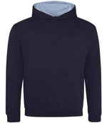 AWDis Kids Varsity Hoodie - Comfortable and Durable Children's Hoodie New French Navy/Sky Blue 1213