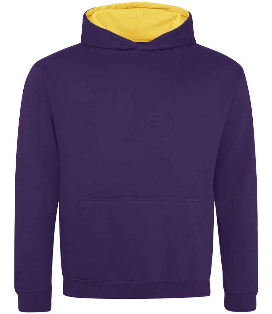 AWDis Kids Varsity Hoodie – Durable and Comfortable Children's Wear Purple/Sun Yellow 1213