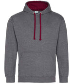 Varsity Hoodie – Comfortable and Stylish AWDis Hoodie Charcoal/Burgundy XXL