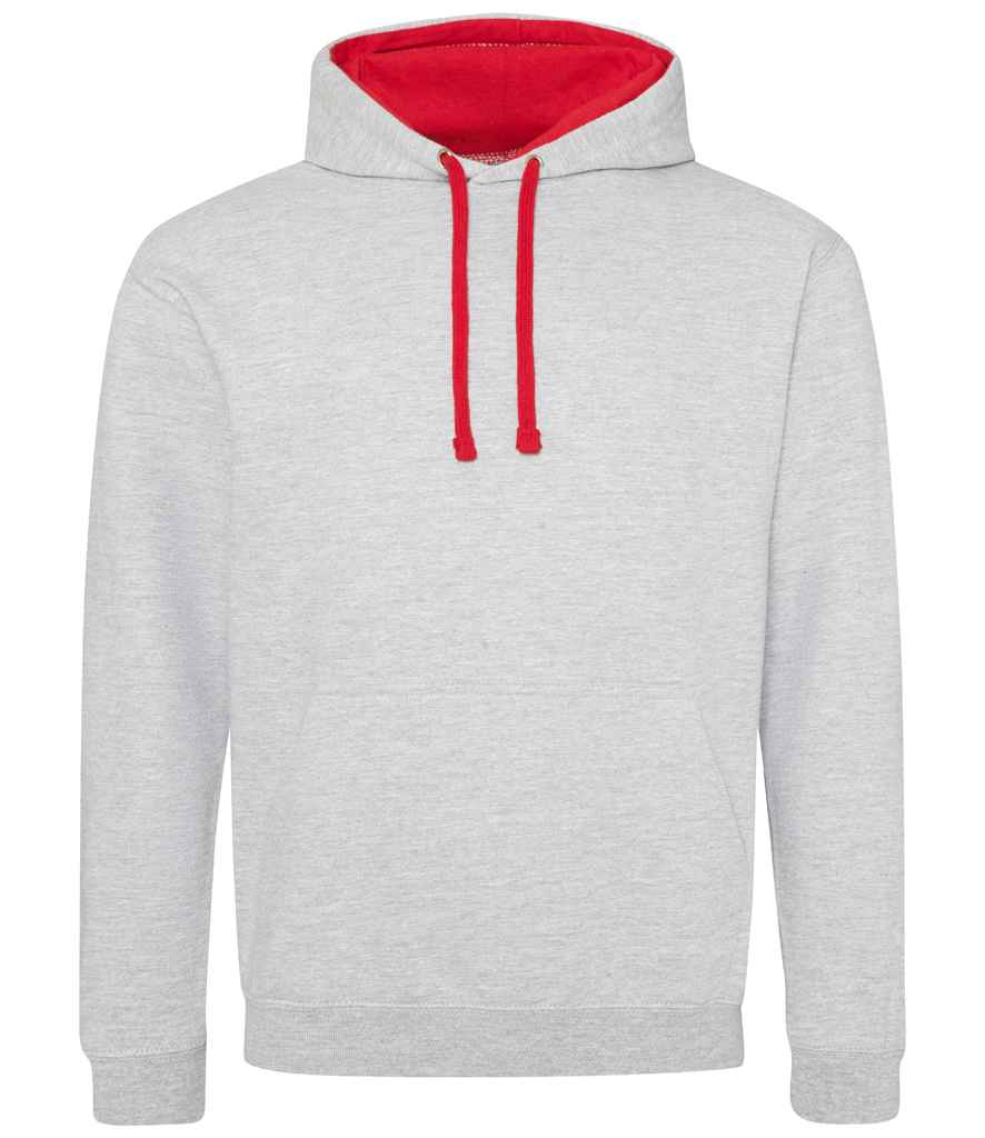 Varsity Hoodie – Comfortable and Stylish AWDis Hoodie Heather Grey/Fire Red XXL