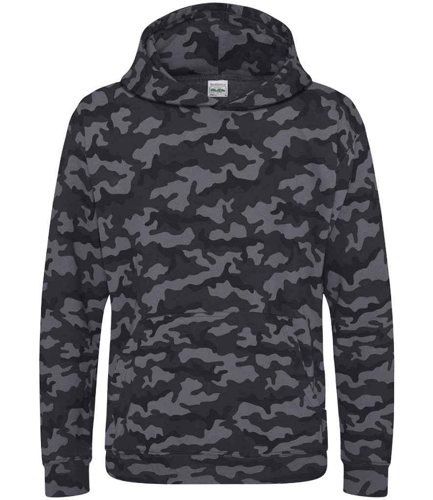 AWDis Kids Camo Hoodie – Comfortable and Durable Children's Hoodie from Fou Tees Ireland Black Camo 1213