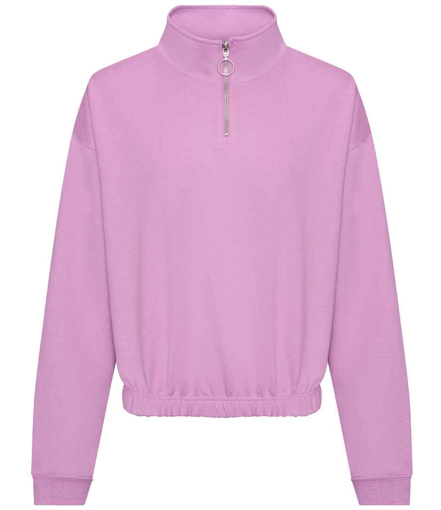 AWDis Ladies Cropped 1/4 Zip Sweatshirt for Comfortable Style Lavender S