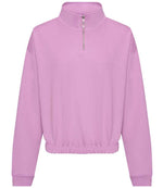AWDis Ladies Cropped 1/4 Zip Sweatshirt for Comfortable Style Lavender S
