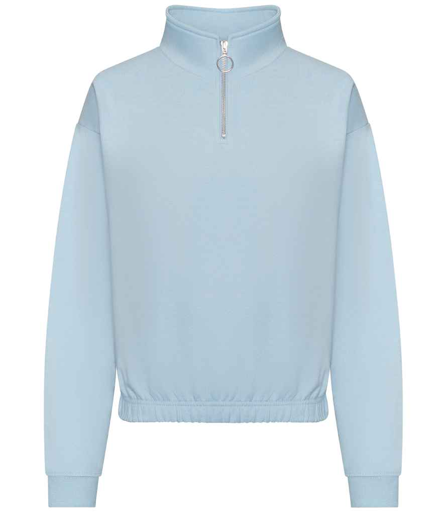 AWDis Ladies Cropped 1/4 Zip Sweatshirt for Comfortable Style Sky Blue XL