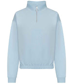 AWDis Ladies Cropped 1/4 Zip Sweatshirt for Comfortable Style Sky Blue XL