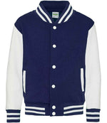 AWDis Kids Varsity Jacket – Durable and Stylish Outerwear for Children Oxford Navy/White 1213