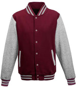 AWDis Varsity Jacket – Stylish and Durable Outerwear for Irish Businesses and Organisations Burgundy/Heather Grey 3XL
