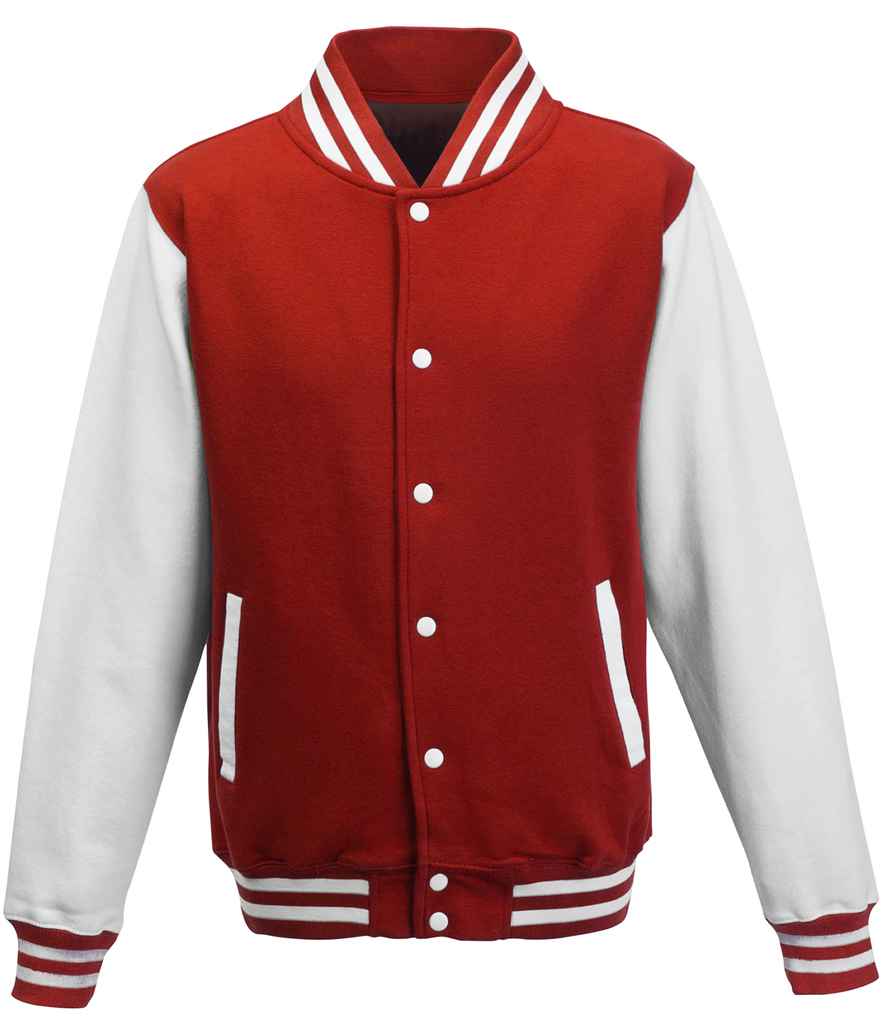 AWDis Varsity Jacket – Stylish and Durable Outerwear for Irish Businesses and Organisations Fire Red/White 3XL