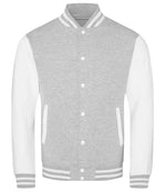 AWDis Varsity Jacket – Stylish and Durable Outerwear for Irish Businesses and Organisations Heather Grey/White XXL