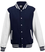 AWDis Varsity Jacket – Stylish and Durable Outerwear for Irish Businesses and Organisations Oxford Navy/White 3XL