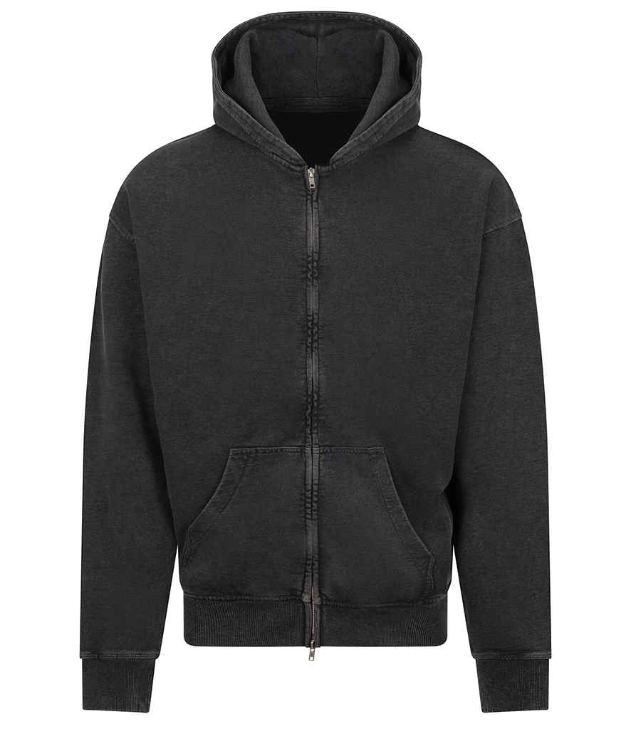 AWDis Vintage Washed Zoodie – Comfortable Eco-Friendly Hoodie from Just Hoods Washed Black 3XL