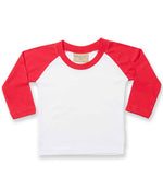 Baby Baseball T-Shirt – Larkwood Long Sleeve Tee White/Red 3-4