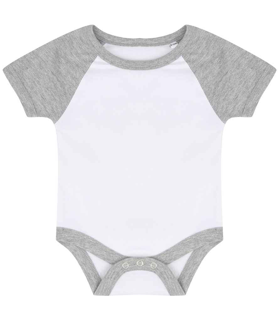 Baby Baseball Bodysuit – Larkwood Essential Short Sleeve White/Heather Grey 1218