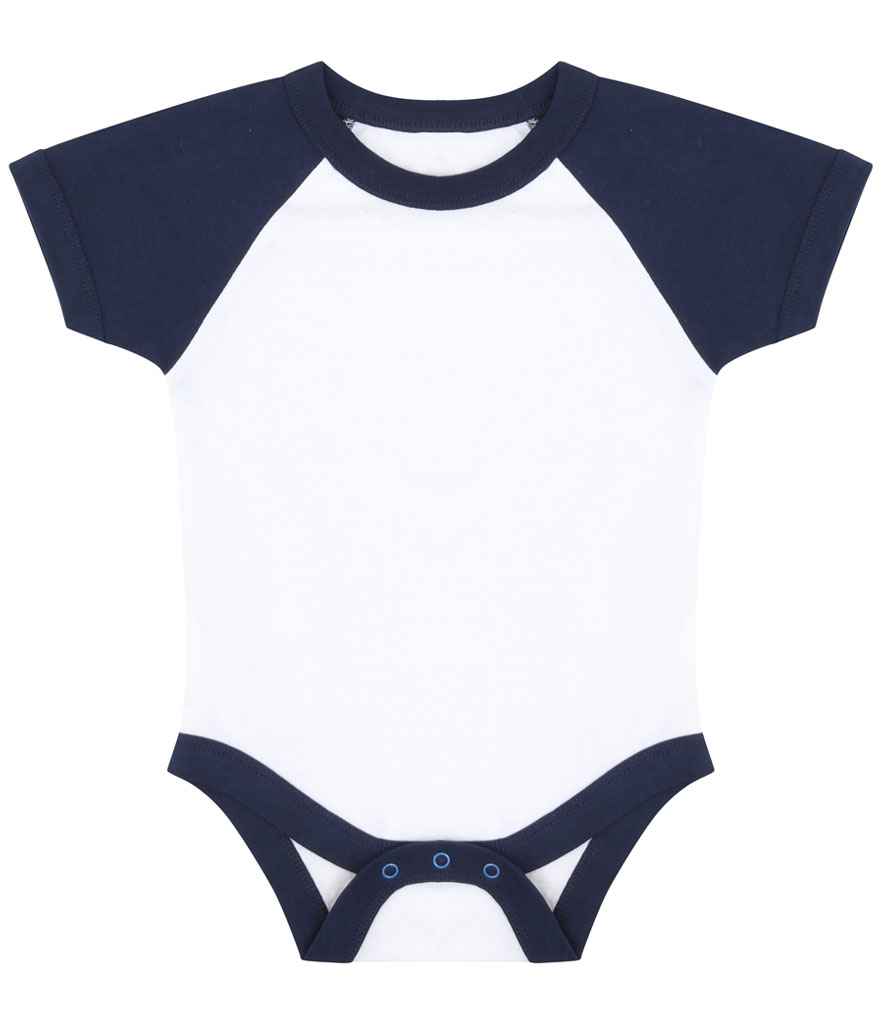 Baby Baseball Bodysuit – Larkwood Essential Short Sleeve White/Navy 1218