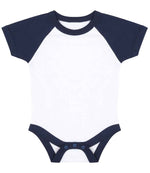 Baby Baseball Bodysuit – Larkwood Essential Short Sleeve White/Navy 1218