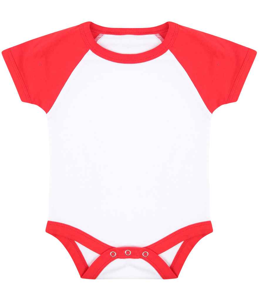 Baby Baseball Bodysuit – Larkwood Essential Short Sleeve White/Red 1218