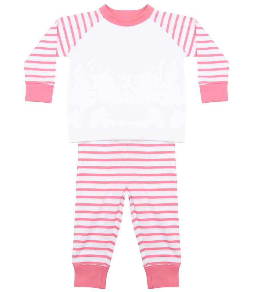 Larkwood Baby Toddler Striped Pyjamas – Comfortable Sleepwear for Little Ones Pink/White 3-4