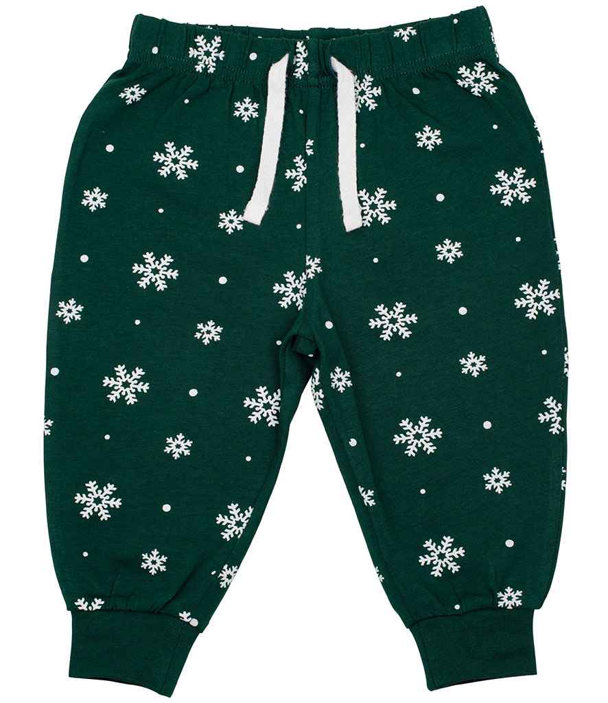 Baby Lounge Pants for Comfort and Style Bottle Green/White Snowflakes 3-4