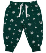 Baby Lounge Pants for Comfort and Style Bottle Green/White Snowflakes 3-4