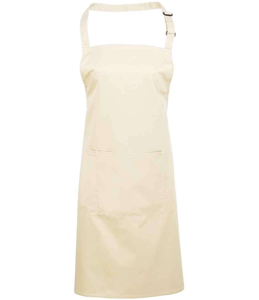Premier Colours Bib Apron with Pocket – Durable and Practical Apron for Hospitality and Catering Natural ONE