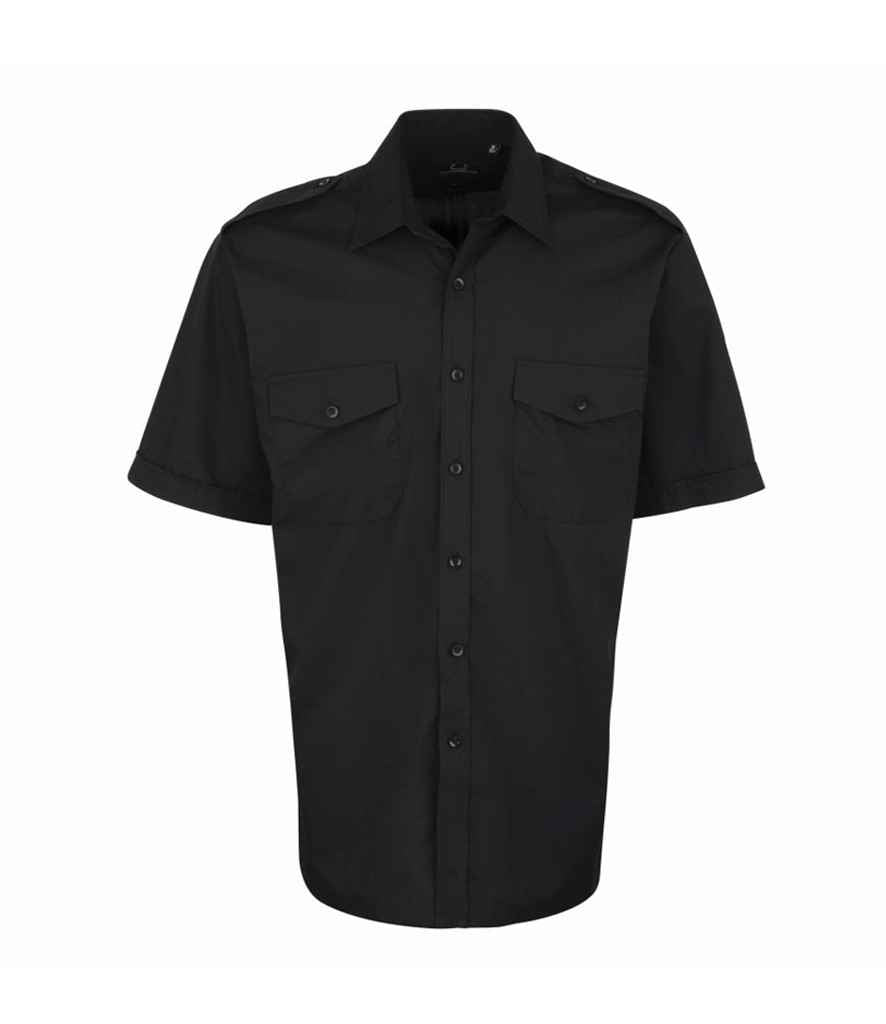 Premier Short Sleeve Pilot Shirt – Practical and Professional Workwear Black 19