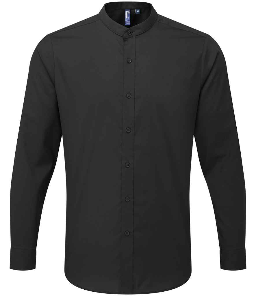 Premier Long Sleeve Grandad Shirt – Classic Comfort and Style Black 3XL