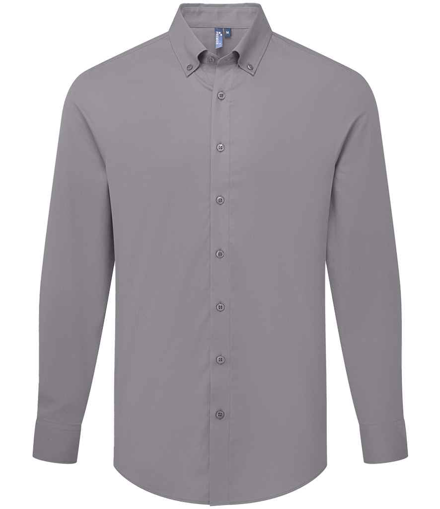 Premier Supreme Long Sleeve Oxford Shirt – Comfortable Organic Cotton Workwear Steel 5XL