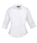 Premier Ladies 3/4 Sleeve Poplin Blouse – Comfortable and Stylish Workwear White 26