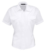 Premier Ladies Short Sleeve Pilot Shirt – Professional Workwear from Fou Tees Ireland White 26