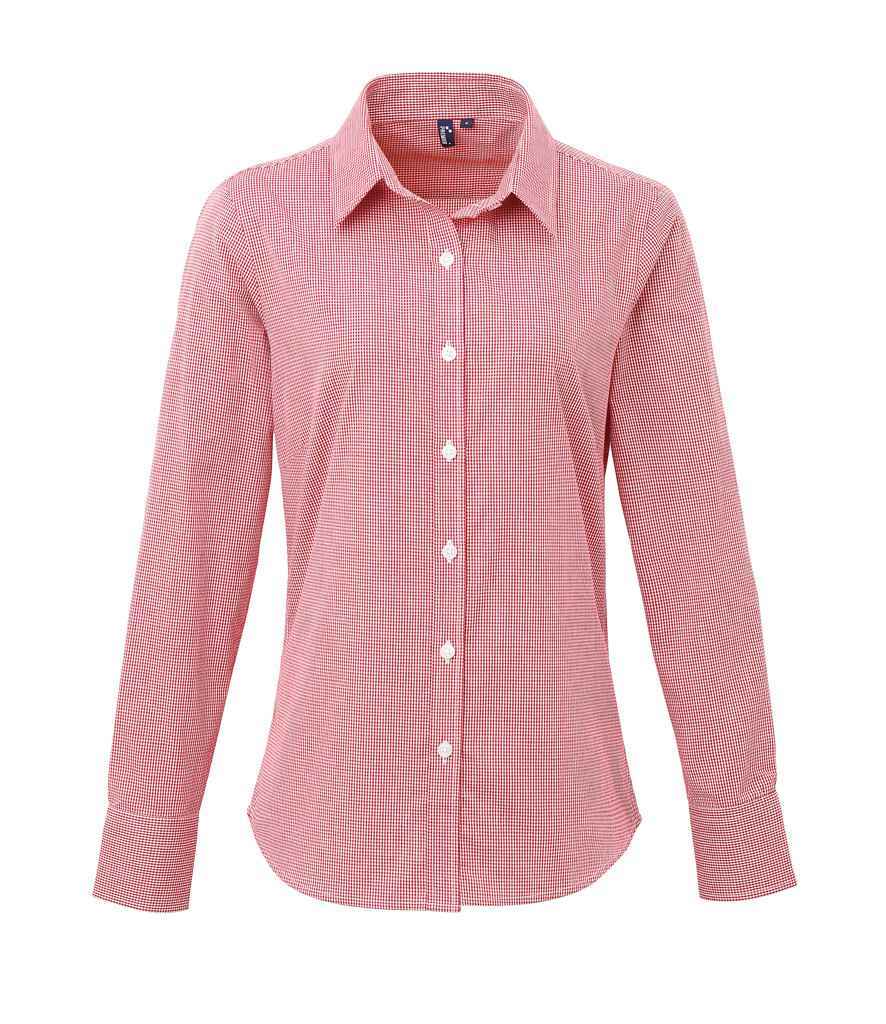 Premier Ladies Gingham Long Sleeve Shirt | Premier Shirts Ireland