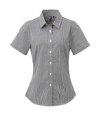 Premier Ladies Gingham Short Sleeve Shirt – Quality Shirt for Irish Businesses Black/White 3XL