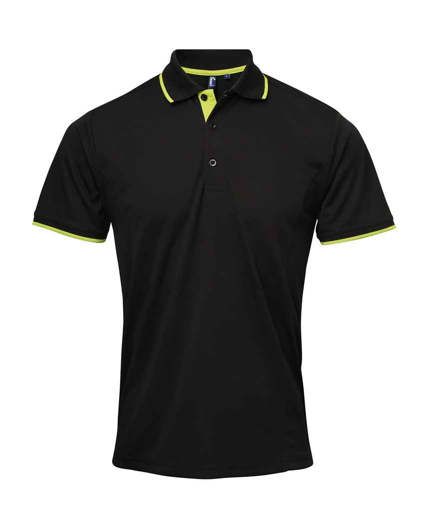 Premier Contrast Coolchecker Piqué Polo Shirt – Premier Polo Shirts Ireland Black/Lime Green 4XL