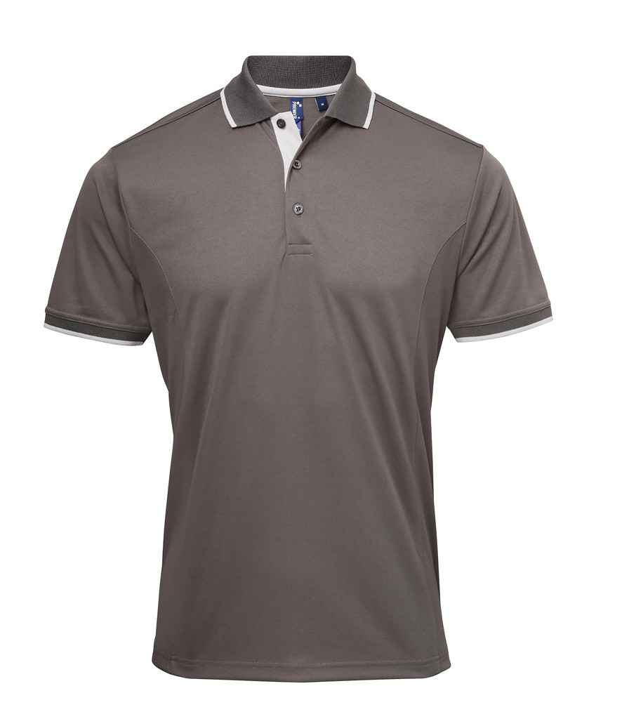 Premier Contrast Coolchecker Piqué Polo Shirt – Premier Polo Shirts Ireland Dark Grey/Silver 4XL
