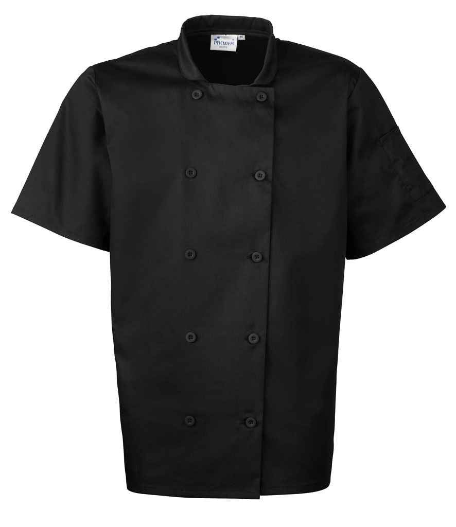 Premier Short Sleeve Chef's Jacket - Durable Hospitality Wear from Fou Tees Ireland Black 3XL