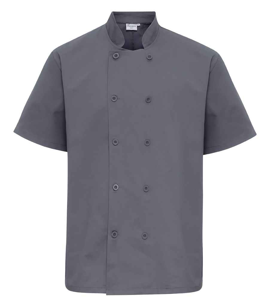 Premier Short Sleeve Chef's Jacket - Durable Hospitality Wear from Fou Tees Ireland Steel 5XL