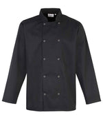 Premier Unisex Long Sleeve Chef's Jacket – Durable Hospitality Wear Black 5XL