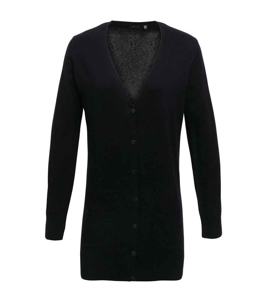 Premier Ladies Longline V Neck Cardigan – Stylish and Comfortable Knitwear Black 24