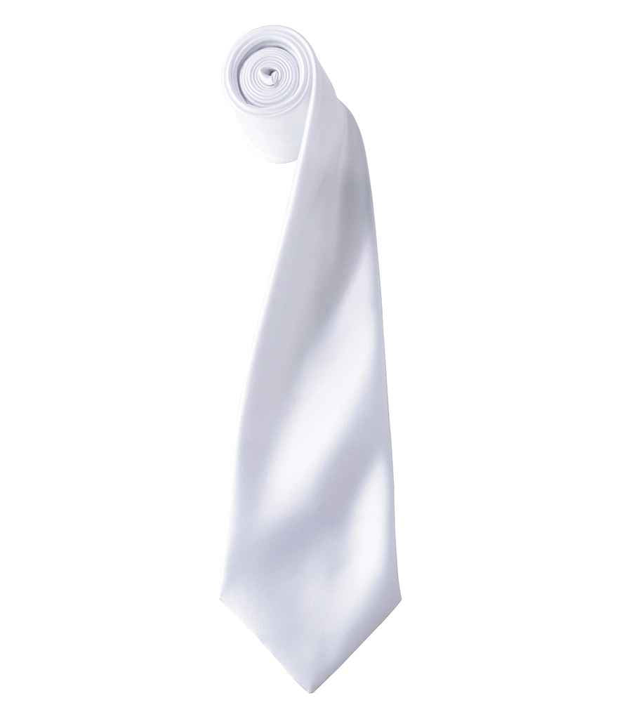 Premier Colours Satin Tie - Stylish Workwear Accessory from Fou Tees Ireland White ONE