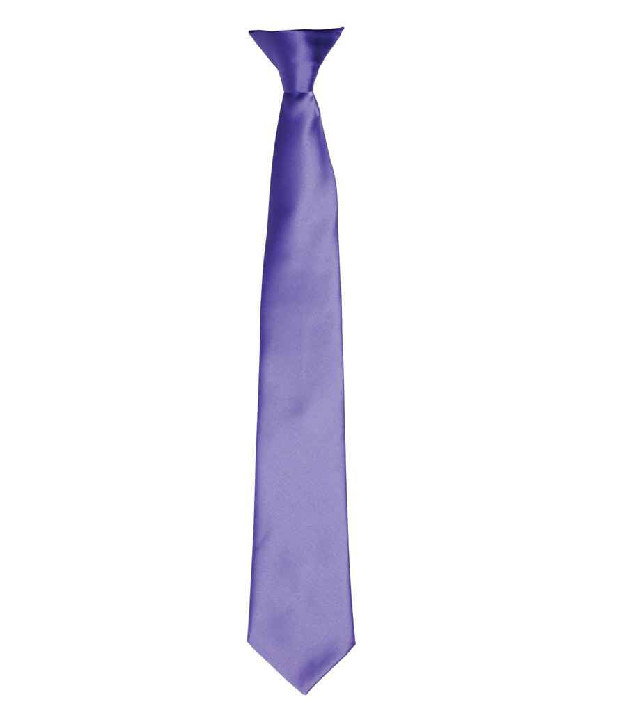 Premier Colours Satin Clip Tie – Classic Workwear Accessory Purple ONE