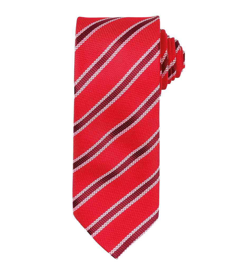 Premier Waffle Stripe Tie – Stylish Workwear Accessory by Premier Red/Burgundy ONE