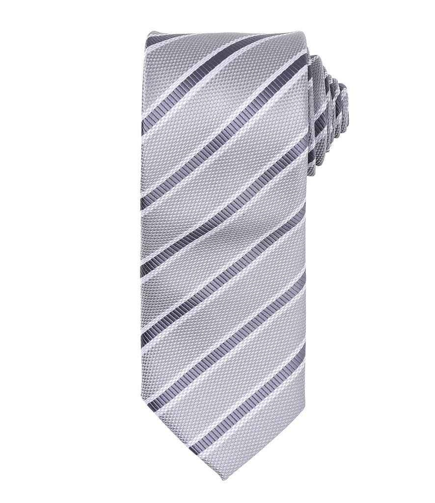 Premier Waffle Stripe Tie – Stylish Workwear Accessory by Premier Silver/Dark Grey ONE