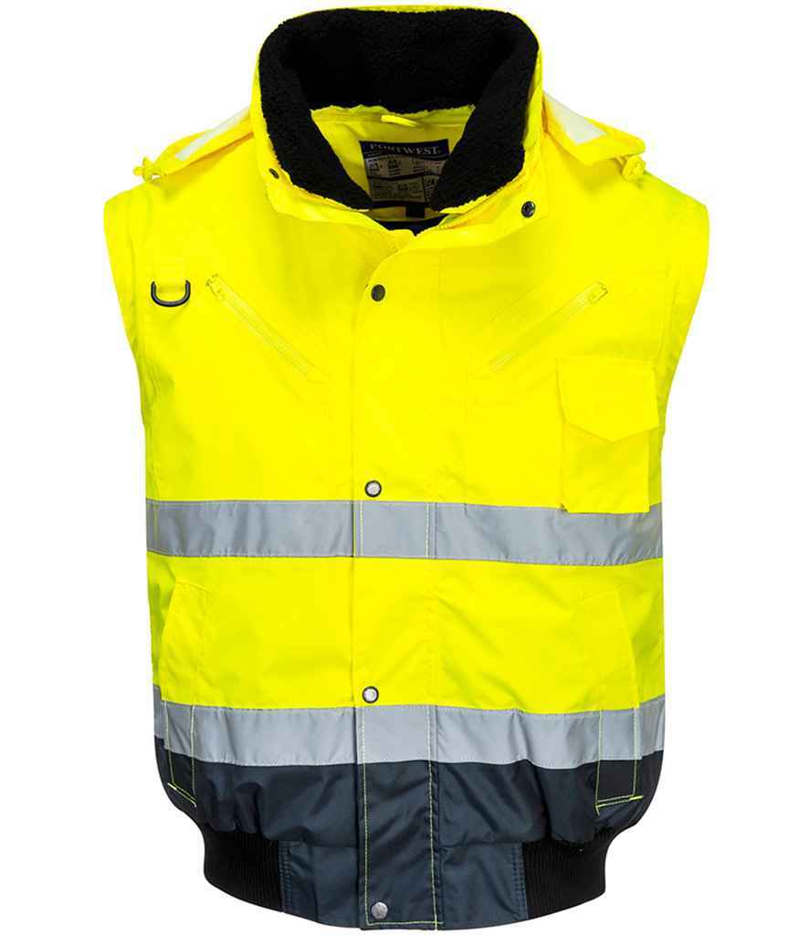 Portwest 3-in-1 Hi-Vis Bomber Jacket for Reliable Safety and Versatility
