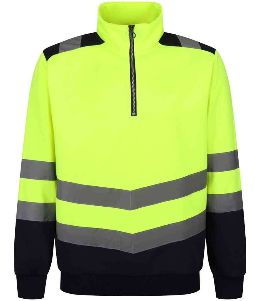Regatta High Visibility Pro 1/4 Zip Sweatshirt Yellow/Navy 3XL